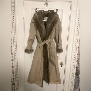 London Fog fur trench coat